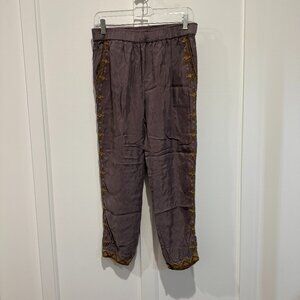 Johnny Was mocha cupra embroidered joggers in size S.